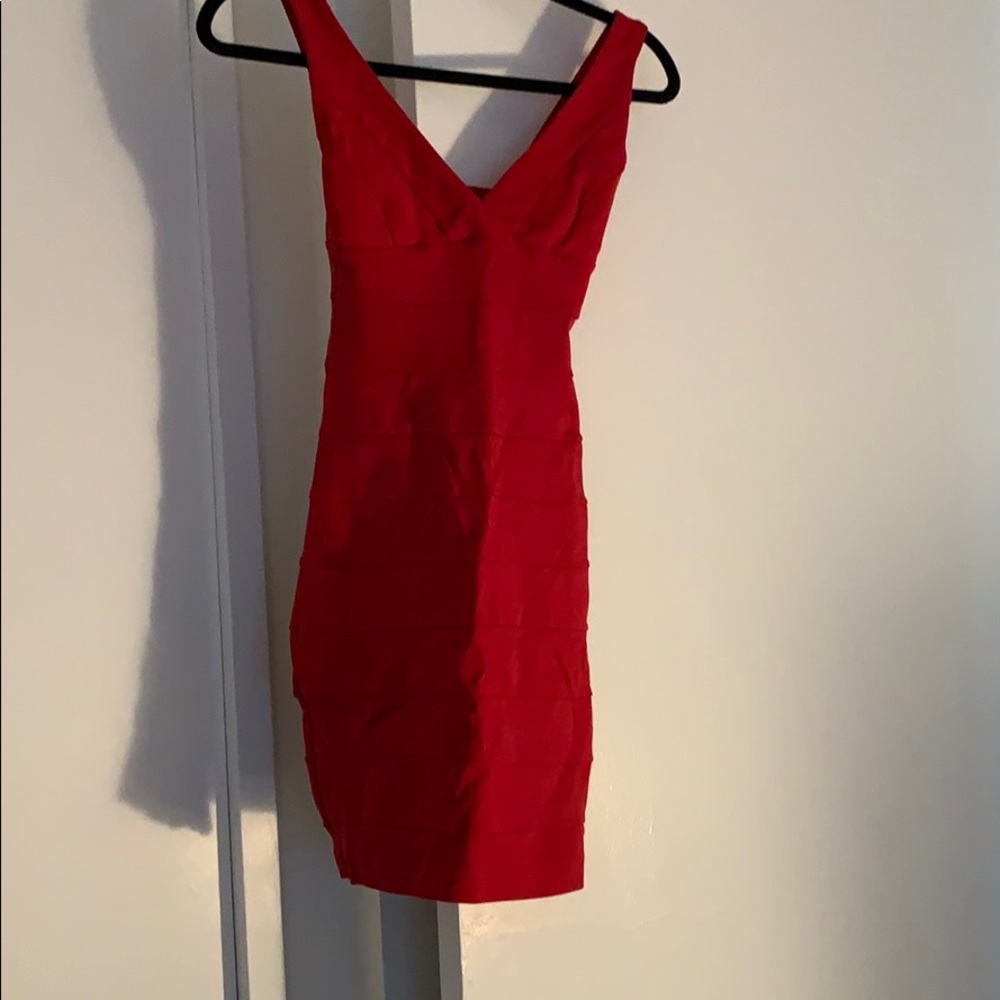 Mini red bandage dress